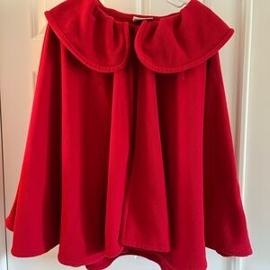 Varsity Couture Red Fleece Cape with Collar (one size)